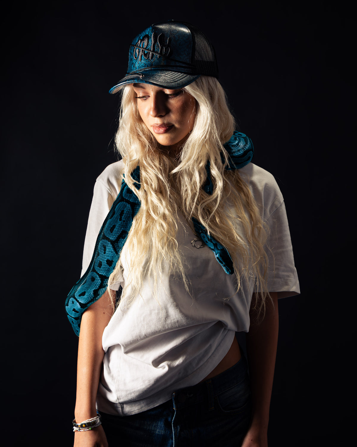"SNAKE SKIN" Blue/Black Cap