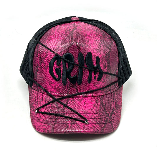 "SNAKE SKIN" Pink/Black Cap