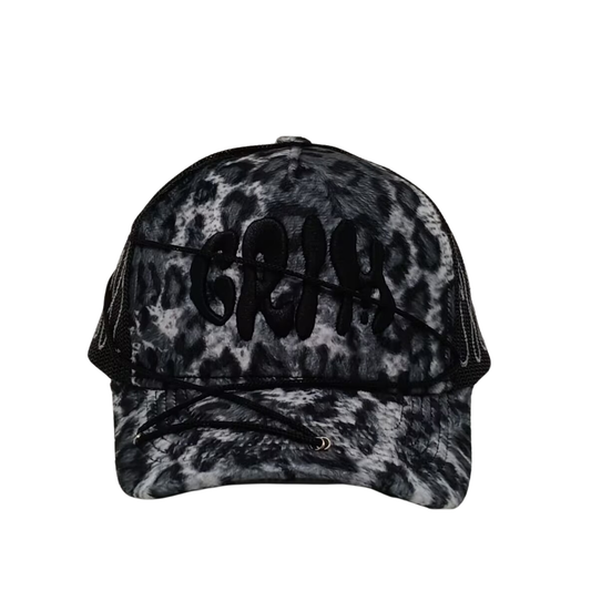 "LEOPARD" Black/White Cap