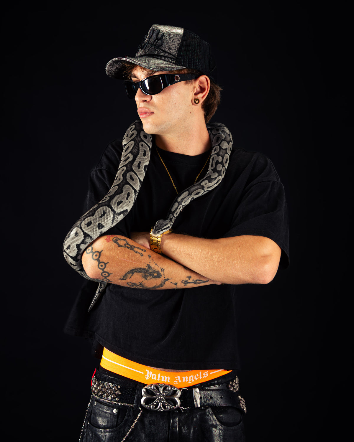 "SNAKE SKIN" Grey/Black Cap