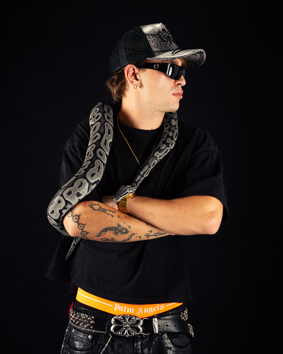 "SNAKE SKIN" Grey/Black Cap