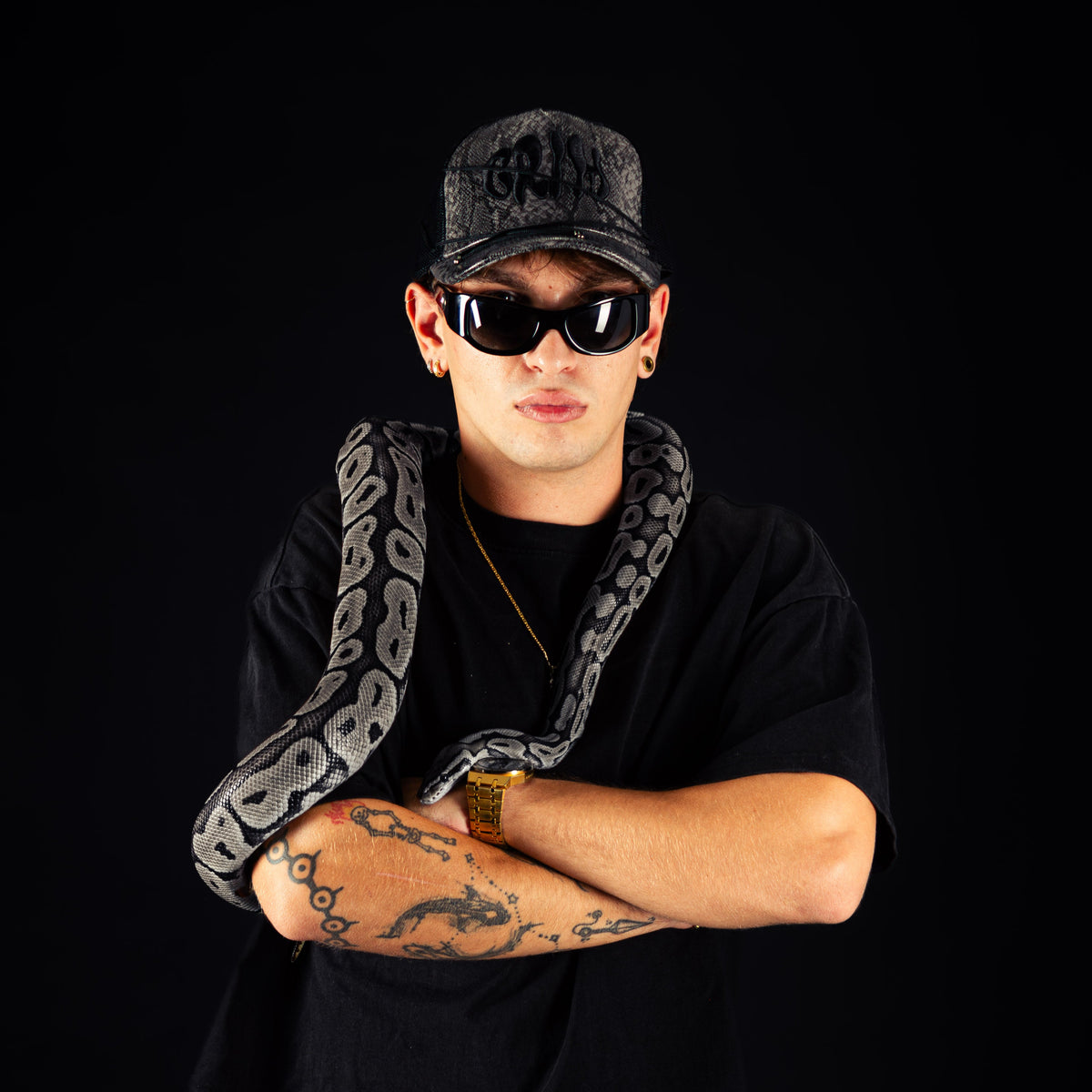 "SNAKE SKIN" Grey/Black Cap