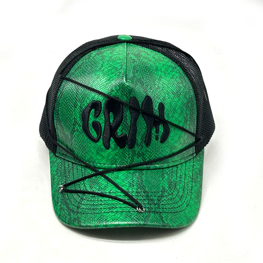 "SNAKE SKIN" Green/Black Cap