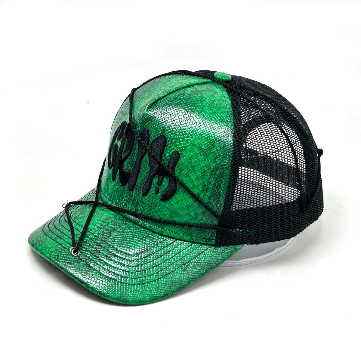 "SNAKE SKIN" Green/Black Cap